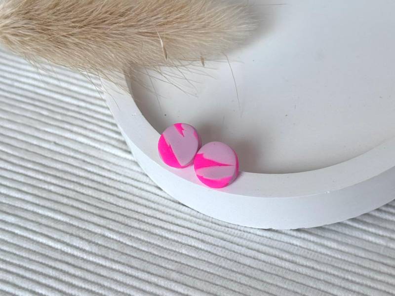 Neon Ohrringe | Pink Rosa Pinke Ohrstecker Zweifarbige Für Sommer Schmuck L Unikate von SiOhLy
