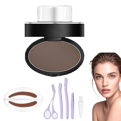 Fresheight Deluxe Stamp Set,Brow Pro Stamp Set,Waterproof Kit,For Perfect Natural Shape,Eyebrow Stamps,Beginner-Friendly Brow Defining Tool for Women (Gray, Round) von SiQiYu