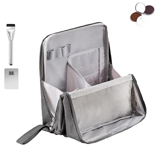Relevanton Standing Makeup Bag,Doresty Bag Standing Makeup Bag – Portable, Large Capacity,Travel Cosmetic Bag,Multi-Purpose Oxford Cloth,Make up Bag with Compartments,for Girls Women (Gray) von SiQiYu