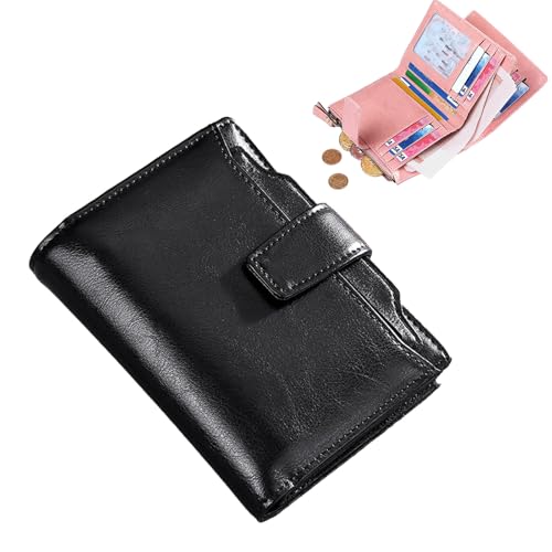 SiQiYu Peachloft Wallets,Peachloft Mens Wallet,RFID Blocking Bifold Wallet,Genuine Leather Multi-Card Zipper Pocket Anti-Theft Coin,14 Card Slots (Black) von SiQiYu