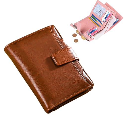 SiQiYu Peachloft Wallets,Peachloft Mens Wallet,RFID Blocking Bifold Wallet,Genuine Leather Multi-Card Zipper Pocket Anti-Theft Coin,14 Card Slots (Brown) von SiQiYu