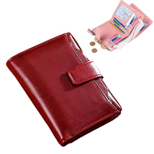 SiQiYu Peachloft Wallets,Peachloft Mens Wallet,RFID Blocking Bifold Wallet,Genuine Leather Multi-Card Zipper Pocket Anti-Theft Coin,14 Card Slots (Burgundy) von SiQiYu