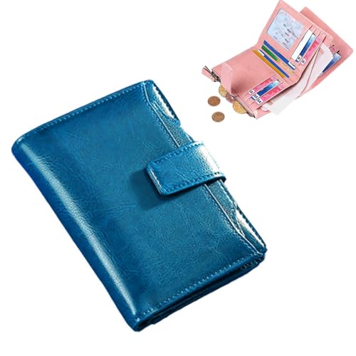 SiQiYu Peachloft Wallets,Peachloft Mens Wallet,RFID Blocking Bifold Wallet,Genuine Leather Multi-Card Zipper Pocket Anti-Theft Coin,14 Card Slots (Peacock Blue) von SiQiYu