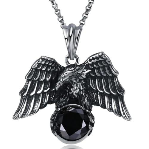 Halskette Ketten Schmuck Herren Frauen Anhänger Necklace Adler Anhänger Halskette Männer Halskette Hip Hop Punk Accessoires Schwarz von SiVaji