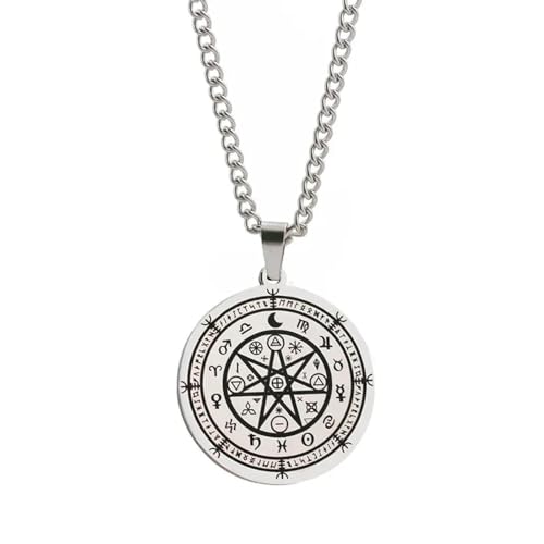 Halskette Ketten Schmuck Herren Frauen Anhänger Necklace Anhänger Männer Mond Zeit Drehteller Halskette Pullover Kette Silber von SiVaji