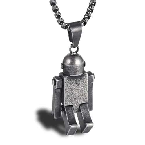 Halskette Ketten Schmuck Herren Frauen Anhänger Necklace Halskette Retro Roboter Anhänger Party Männer Frauen Accessoires Schwarz von SiVaji