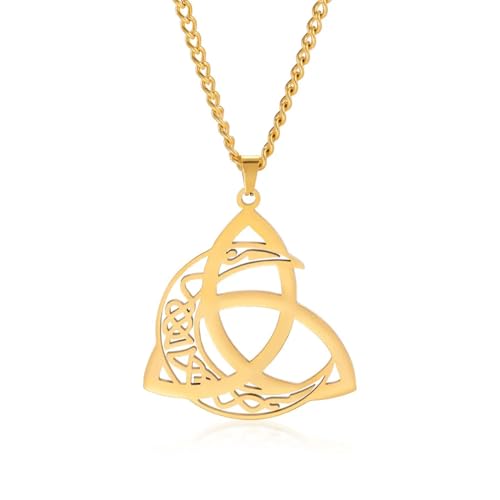 Halskette Ketten Schmuck Herren Frauen Anhänger Necklace Hexenknoten Symbol Halskette Mond Anhänger Halsketten Viel Glück Goldfarbe von SiVaji