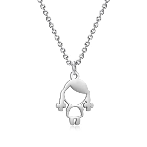 Halskette Ketten Schmuck Herren Frauen Anhänger Necklace Kleines Mädchen Anhänger Frauen Halskette Hip Hop Punk Accessoires Silber von SiVaji