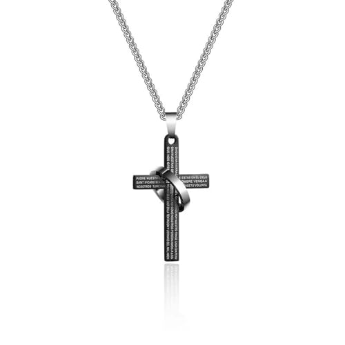 Halskette Ketten Schmuck Herren Frauen Anhänger Necklace Kreuzanhänger Herren Halskette Accessoires Schwarz von SiVaji