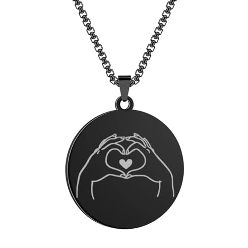 Halskette Ketten Schmuck Herren Frauen Anhänger Necklace Rundes Paar Liebesanhänger Frauen Halskette Accessoires Hiphop Punk Schwarz von SiVaji