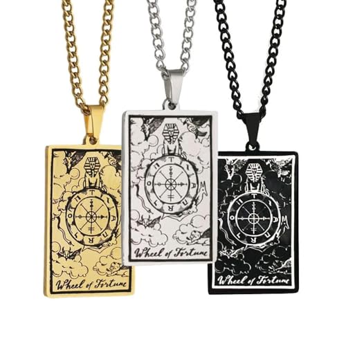 Halskette Ketten Schmuck Herren Frauen Anhänger Necklace Tarot Anhänger Männer Halskette Hiphop Punk Accessoires Schwarz von SiVaji