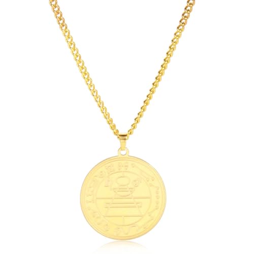 Halskette Ketten Schmuck Herren Frauen Anhänger Necklace Viel Glück Siegel Der Hochzeitsfeier Halslce Stil2-Goldfarbe von SiVaji