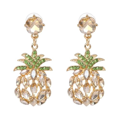 Ohrringe Ohrstecker Damen Schmuck Earrings Ananas Tropfen Ohrringe Für Frauen Ausgehöhlte Frucht Große Ohrhänger Party Champagner von SiVaji