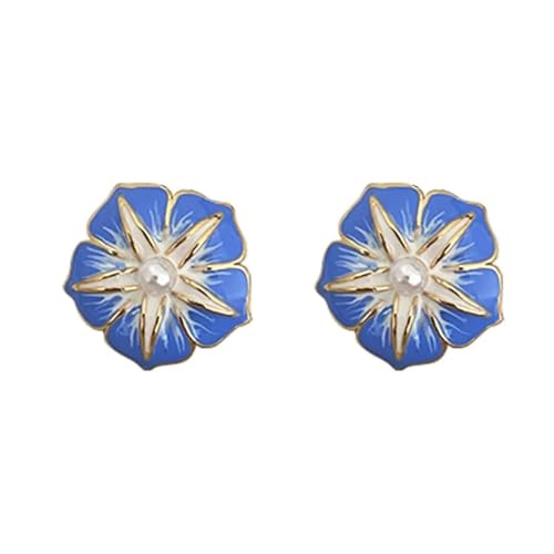 Ohrringe Ohrstecker Damen Schmuck Earrings Blaue Emaille Blume Ohrringe Für Frauen Mädchen Accessoires von SiVaji