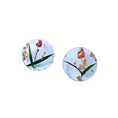 Ohrringe Ohrstecker Damen Schmuck Earrings Blumen Baumeln Ohrringe Für Frauen Acryl Runde Ohrhänger Party von SiVaji