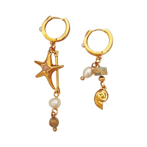 Ohrringe Ohrstecker Damen Schmuck Earrings Circle Bead Star Asymmetrische Ohrringe Für Mädchen Frauen Zubehör von SiVaji