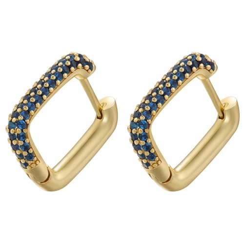 Ohrringe Ohrstecker Damen Schmuck Earrings Creolen Ohrringe Rechteckig Kleine Creolen Für Damen Goldoceanblue von SiVaji