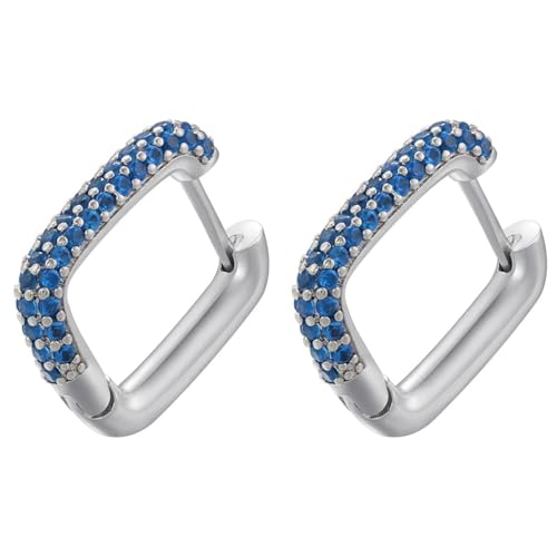 Ohrringe Ohrstecker Damen Schmuck Earrings Creolen Ohrringe Rechteckig Kleine Creolen Für Damen Silberoceanblue von SiVaji