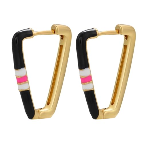 Ohrringe Ohrstecker Damen Schmuck Earrings Geometrische Dreieckige Creolen Frauen Kleiner Creolen Goldschwarz von SiVaji