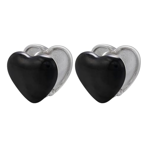 Ohrringe Ohrstecker Damen Schmuck Earrings Herz Klein Hochzeit Ohrring Creolen Für Damen Silberschwarz von SiVaji