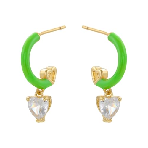 Ohrringe Ohrstecker Damen Schmuck Earrings Herz Ohrstecker Ohrringe Herz Mädchen Ohrring Tropfend Grünfarbe von SiVaji