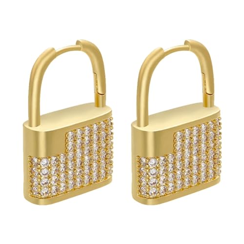 Ohrringe Ohrstecker Damen Schmuck Earrings Kleine Creolen Für Damen Lock Form Ohrring Gold von SiVaji