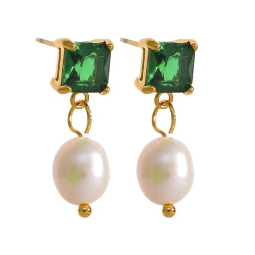 Ohrringe Ohrstecker Damen Schmuck Earrings Quadratische Ohrhänger Hochzeit Weiß Grün Rosa Romantisch Yh1069Agreen von SiVaji