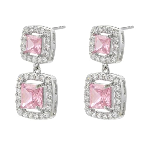 Ohrringe Ohrstecker Damen Schmuck Earrings Quadratische Ohrhänger Süße Kleine Ohrringe Silverpink von SiVaji