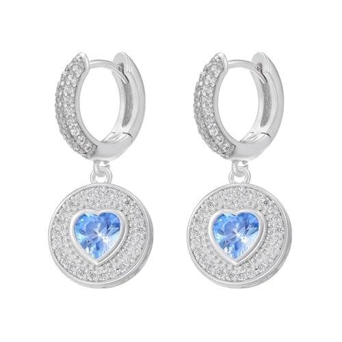 Ohrringe Ohrstecker Damen Schmuck Earrings Runde Ohrhänger Süß Herz Frauen Kleine Creolen Silberblau von SiVaji