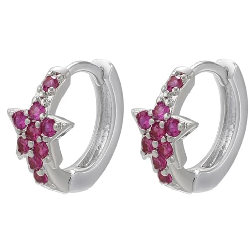 Ohrringe Ohrstecker Damen Schmuck Earrings Stern Creolen Ohrringe Frauen Hochzeit Kleine Creolen Ohrringe Frauen Silberrosarot von SiVaji