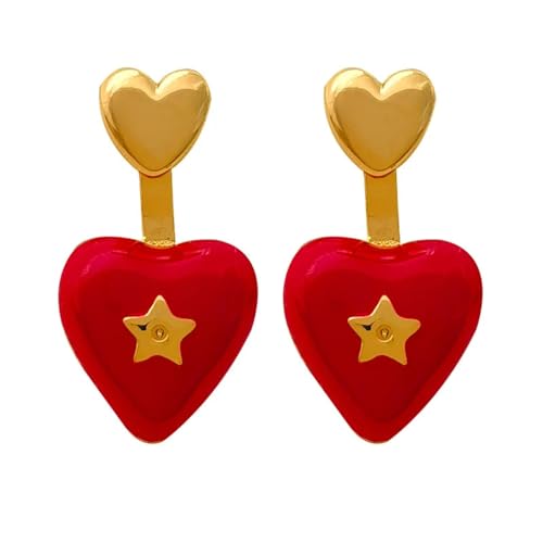 Ohrringe Ohrstecker Damen Schmuck Earrings Süße Rote Farbe Herz Ohrringe Für Mädchen Frauen Accessoires von SiVaji