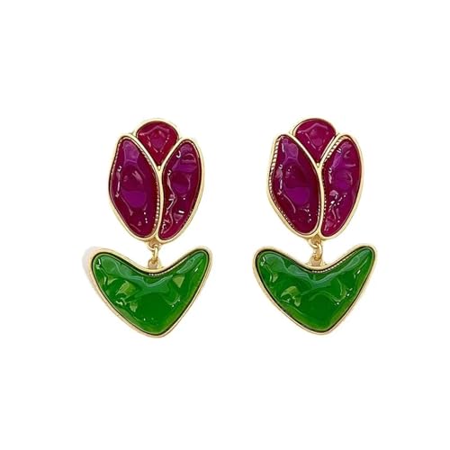 Ohrringe Ohrstecker Damen Schmuck Earrings Tulip Ohrring Blume Hängende Ohrhänger Für Frauen von SiVaji