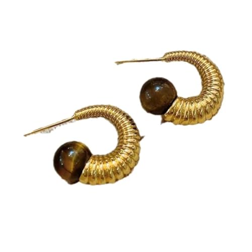 Ohrringe Ohrstecker Damen Schmuck Earrings Vintage Geometrische Textur Brauner Stein Ohrringe Für Frauen Mädchen von SiVaji
