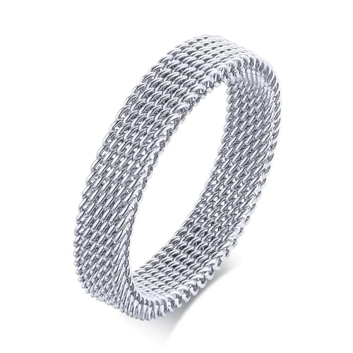 Ring Ringe Damen Bijouterie Herren 4Mm Damen Mesh Ring Hochzeit 6 Silber von SiVaji