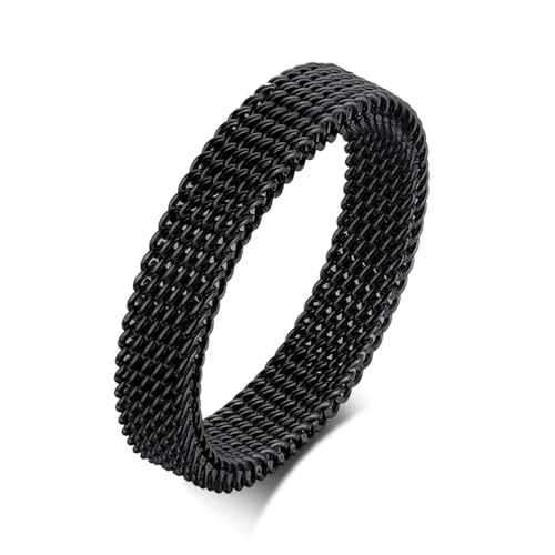 Ring Ringe Damen Bijouterie Herren 4Mm Damen Mesh Ring Hochzeit 8 Schwarz von SiVaji