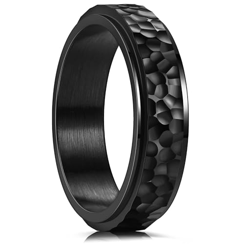 Ring Ringe Damen Bijouterie Herren 6Mm Design Ring Für Damen Herren Fidget Ring 12 Schwarz von SiVaji