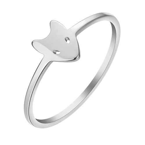 Ring Ringe Damen Bijouterie Herren Fox Face Finger Ring Für Frauen Männer Kopf Minimalistisches Tier Silber von SiVaji