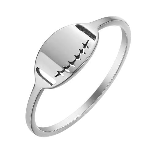 Ring Ringe Damen Bijouterie Herren Fußball American Finger Stacking Ring Für Frauen Männer Einfacher Sportball Silber von SiVaji