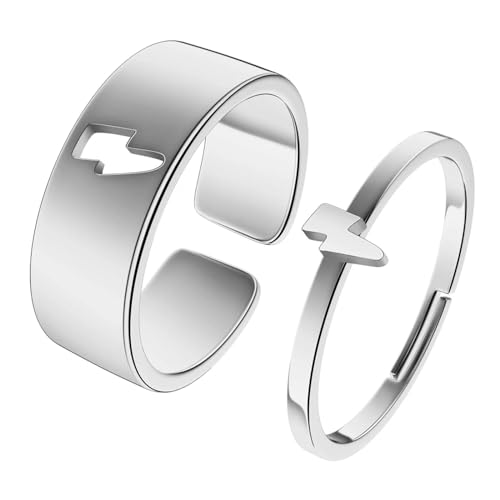 Ring Ringe Damen Bijouterie Herren Hohler Blitz Verstellbare Ringe Für Frauen Männer Minimalistisch Silber von SiVaji