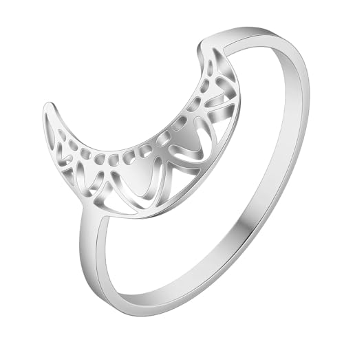 Ring Ringe Damen Bijouterie Herren Hohles Blütenblatt Mondring Daumenring Für Frauen 7 Silber von SiVaji