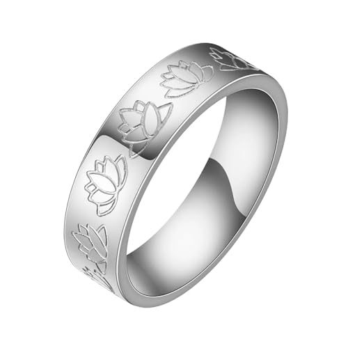 Ring Ringe Damen Bijouterie Herren Lotusblume Amulett Ring Für Frauen Männer Ehering 8 Silber von SiVaji