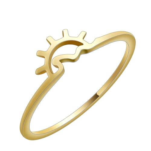 Ring Ringe Damen Bijouterie Herren Minimalist Sunshine Wave Ring Für Frauen Männer Midi Accessoires 8 Zoll Silber von SiVaji