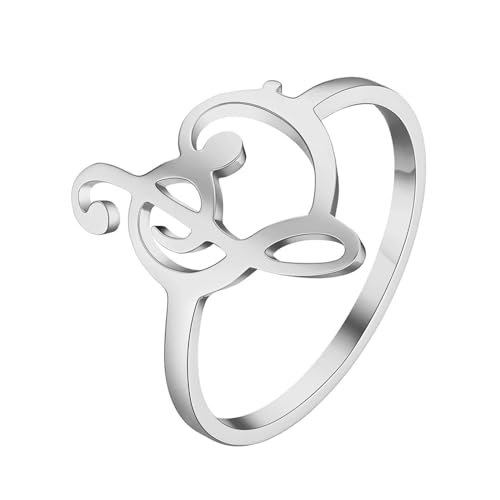 Ring Ringe Damen Bijouterie Herren Musiksymbol Herz Von Diskant Und Ring Für Frauen Männer Liebe Unisex 8 Silber von SiVaji