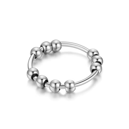 Ring Ringe Damen Bijouterie Herren Perlen Ringe Stress Ringe Für Frauen Männer Simple 10 Silber von SiVaji