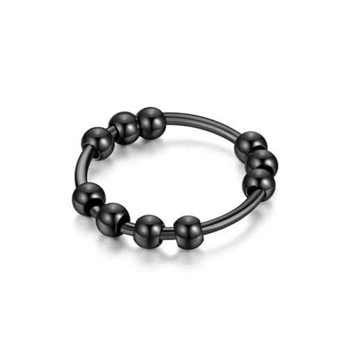 Ring Ringe Damen Bijouterie Herren Perlen Ringe Stress Ringe Für Frauen Männer Simple 6 Schwarz von SiVaji