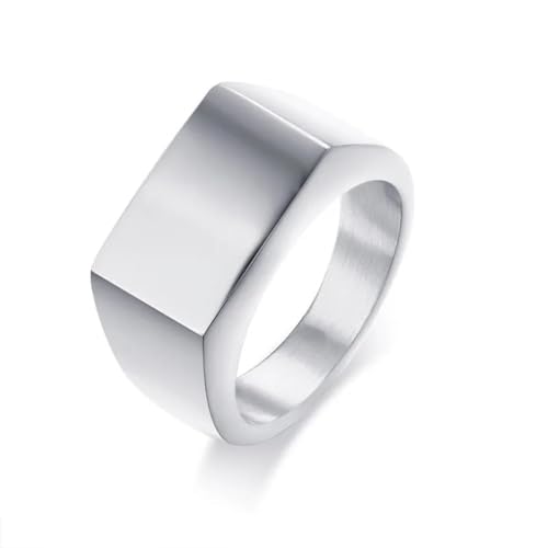 Ring Ringe Damen Bijouterie Herren Quadratischer Flat-Top-Siegelring Für Herren Vintage Rustikal Herren 12 Silber von SiVaji