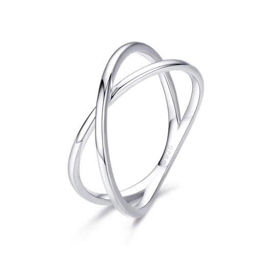Ring Ringe Damen Bijouterie Herren Ring Minimalistischer Kreuzring Für Damen 5 Silber von SiVaji