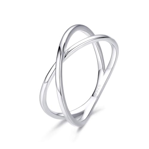 Ring Ringe Damen Bijouterie Herren Ring Minimalistischer Kreuzring Für Damen 8 Silber von SiVaji