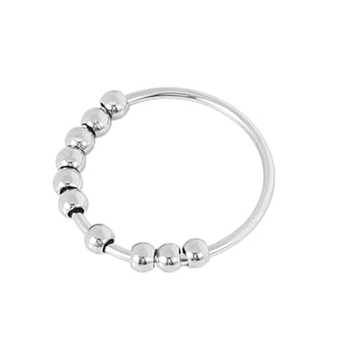 Ring Ringe Damen Bijouterie Herren Ring Perlen Ring Fidget Ring Frei Drehen Spinner Ring Für Mädchen Frauen 11 Silber von SiVaji