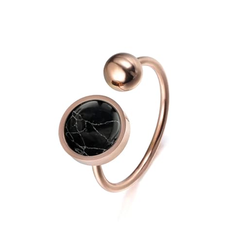 Ring Ringe Damen Bijouterie Herren Ring Runde Form Schwarz Magnesit Jubiläumsringe Für Frauen 6 Schwarz von SiVaji